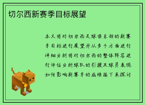 切尔西新赛季目标展望